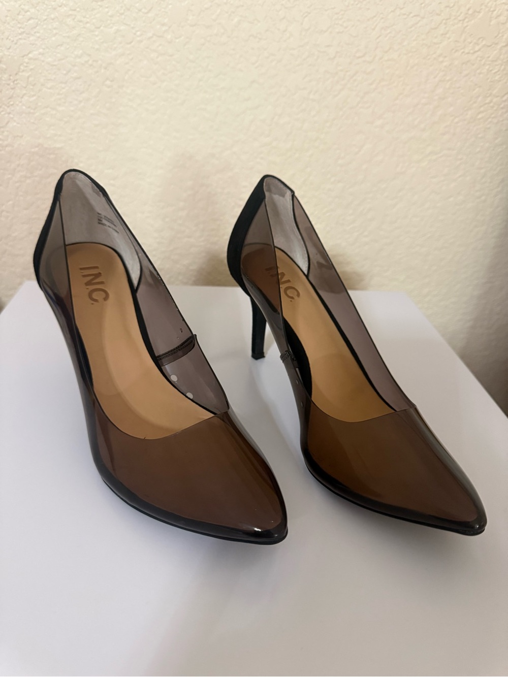 INC International Concepts Black Transparent Pointed-Toe Pumps
